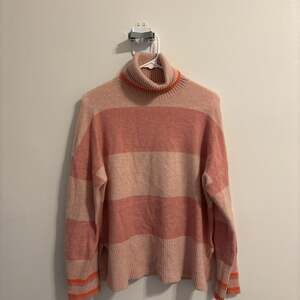 J. Crew Striped Turtleneck Sweater in Supersoft Yarn Heather Pale Pink